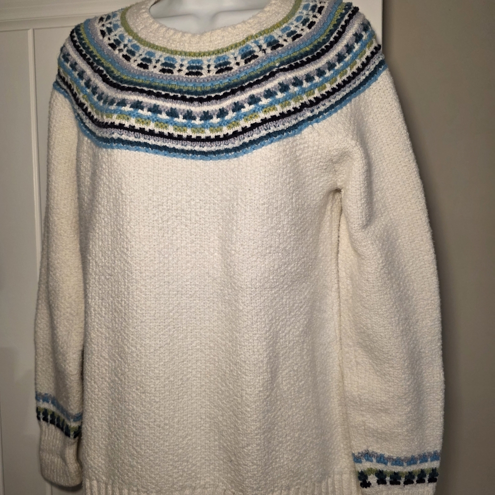 LOFT Women's White Fair Isle Sweater